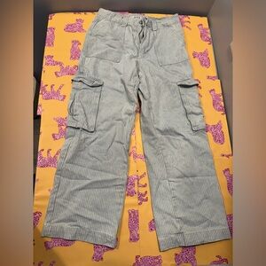 Grey Bandit Midrise straight leg Striped Cargo Pants